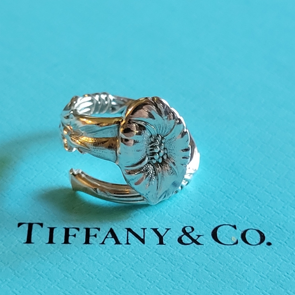 1885 Tiffany & Company Morning Glory Spoon Ring in Sterling Silver #53